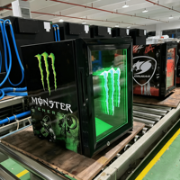 Réfrigérateur commercial pour boissons énergisantes avec logo LED personnalisé, porte vitrée, pour bar, café, hôtel, OEM, CE/CB