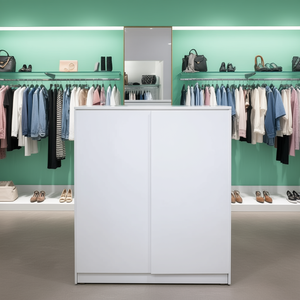 Modular Showcases Wall Composition 283x40x H 140 Glossy White Wardrobe <b>Hardware</b> - Product Image 3