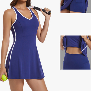Tennis Sports <b>Dress</b> Slim With Chest Pad Fitness Set Women's Sleeveless Badminton Wear Tennis Wear - Product Image 3