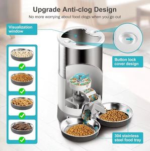 Distributeur automatique de nourriture pour animaux de compagnie 4,5 L en acier inoxydable 304 avec affichage LCD, design arrondi, programmation de l'heure moderne et rechargeable pour chats et petits animaux - Product Image 4