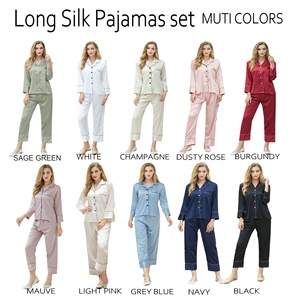 Pajama Set <strong>Long</strong> Sleeve New Design Satin Pajamas Silk Women Sleepwear Sets Satin <strong>Nighty</strong> - Product Image 6