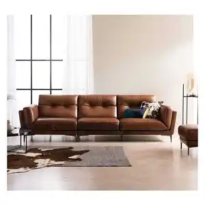 High quality cheap sofa brown living room sofa upholstered in industrial leather material modern style sofa 3 seats