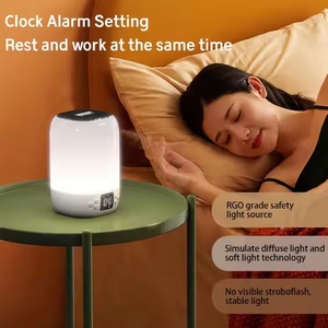 רמקול תאורה אלחוטית bt תאורה אלחוטית עם אור מיקרופון 20 שעון מעורר מגע חיישן מיטת מנורת סטריאו צליל 20w 20w - Product Image 3