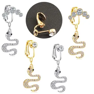 Gaby new snake non piercing belly ring stainless steel clip on belly ring charm faux navel ring fake belly piercing jewelry