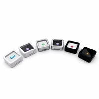 Boîte de présentation personnalisée carrée ou rectangulaire en verre avec couvercle en plastique, rembourrée en éponge, pour pierres précieuses, diamants et bijoux, étui d'emballage pour pierres en vrac