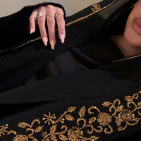 Nouveau Design 2025 Abaya Dubaï Femme Haut de Gamme Robe Noire Perlée et Pailletée à Manches Longues Élégante Luxe Abaya Robe de Soirée Aïd