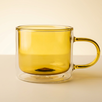 Tasses à café classiques à double paroi de haute qualité en verre coloré en verre à haute teneur en borosilicate
