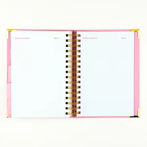 Ensemble de planificateur de journal d'objectif de manifestation hebdomadaire en spirale rose A5 personnalisé 2025 pour étudiants - Product Image 4