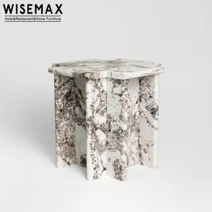 WISEMAX फर्नीचर आधुनिक लक्जरी संगमरमर घर कॉफी टेबल वर्ग पत्थर साइड टेबल सोफे और बेडसाइड रात के लिए खड़े हो जाओ