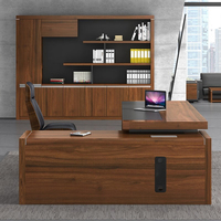 Bureau de direction en bois en forme de L de luxe moderne italien de haute qualité LR-BD-010, durable, table de grand patron