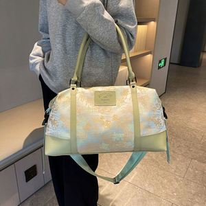 Chinese Style Flower Pattern Tote Travel Bags Multi Functional Luggage Storage Bag for Outdoor Travel Sports Business - Product Image 5