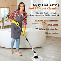 Nettoyeur électrique rotatif 3000mAh avec 2e vitesse 280/360r/min 7 en 1 Multifonction Brosse électrique 30W pour le lavage des sols Nettoyage de la salle de bain