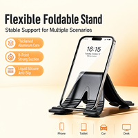 Support de téléphone flexible en silicone, pliable, à ventouse en forme de X, support paresseux pliable pour voiture, mur, bureau