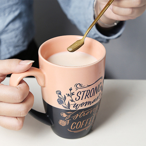 Tasse de grande capacité avec logo personnalisé, tasse d'eau de bureau, lettres anglaises, tasse de Rose forte, tasse de bière en céramique florale s - Product Image 5