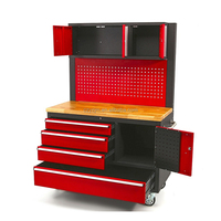 Gabinete de Garaje de 7 Cajones, Caja de Herramientas Resistente, Banco de Trabajo con Ruedas, Carro de Herramientas, Banco de Trabajo para Mecánicos