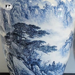 Grand vase en céramique chinoise peint à la main, bleu et blanc, résistant aux hautes températures, PH20001, vases en porcelaine chinoise antique PH20001 - Product Image 3