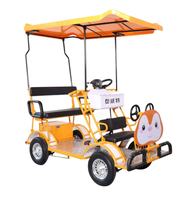 Bicicleta eléctrica de cuatro ruedas Surrey con batería de plomo y ácido de 48V y 60V, alquiler turístico para 2-4 personas para la familia, coche y autobús turístico local