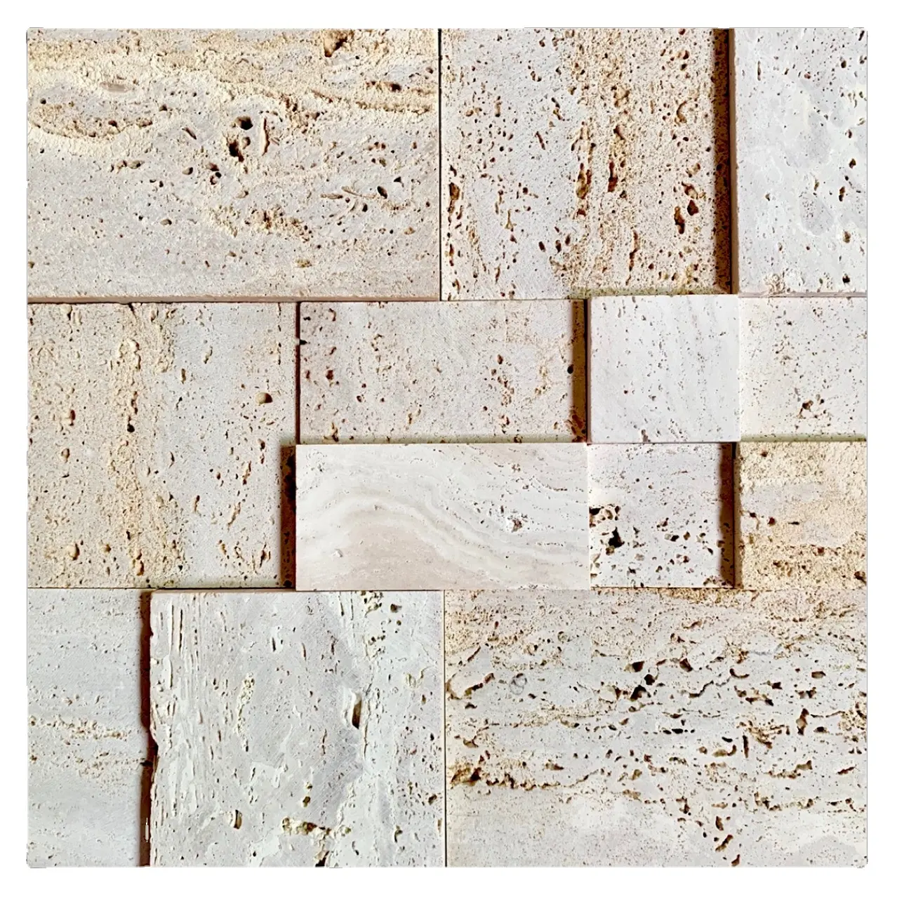 Beige travertine tile Paver French patten interlock Flooring Driveway travertine tiles beige matt Tile Construction Stone