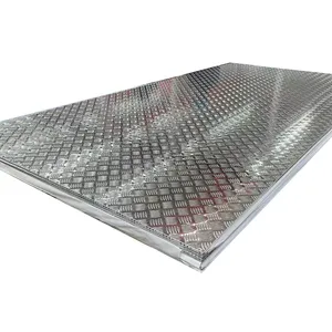 2024 sales No.1 Five bars Aluminum Checker Plate embossed aluminum sheet anti slip skid board building platform five concave convex patterns