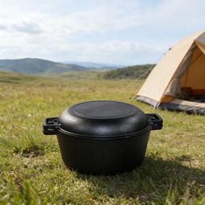 Marmite polyvalente <span class=keywords><strong>en</strong></span> <span class=keywords><strong>fonte</strong></span> pré-assaisonnée 2-<span class=keywords><strong>en</strong></span>-1, ustensile de cuisine, <span class=keywords><strong>cocotte</strong></span> <span class=keywords><strong>en</strong></span> <span class=keywords><strong>fonte</strong></span> double hollandaise - Product Image 5