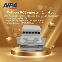 Extensor PoE para Exteriores 10/100/1000 Mbps, Extensor de Red Gigabit de 5 Puertos para Exteriores, 30 W con VLAN para Switch Ethernet/Cámara IP