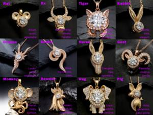 Collar de cadena para suéter con diamante CVD cultivado en laboratorio, chapado en oro de 14K sobre plata, personalizado, clásico, para regalo de compromiso, 12 signos del zodíaco chino - Product Image 2