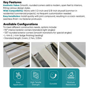 Protections d'angle extérieures en papier et métal, très vendues, conçues pour résister aux fissures et aux chocs sur les plaques <span class=keywords><strong>de</strong></span> plâtre - Product Image 6