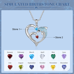 <span class=keywords><strong>Collier</strong></span> personnalisé avec pierre de naissance, cadeau tendance pour la Saint-Valentin et les anniversaires, <span class=keywords><strong>collier</strong></span> avec nom personnalisé, cœur, <span class=keywords><strong>dauphin</strong></span>, diamant incrusté - Product Image 4
