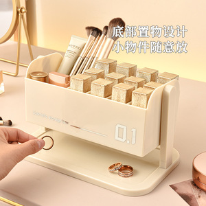 Cosmetic Storage <b>Box</b> Single Layer Desktop Makeup Organizer With Brush Holder And <b>Small</b> Item Tray For Beauty <b>Tools</b> - Product Image 1