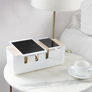 Boîte de gestion des câbles par Baskiss, couvercle en <span class=keywords><strong>bois</strong></span>, organisateur de cordon pour ordinateur de bureau <span class=keywords><strong>TV</strong></span> système de concentrateur USB pour couvrir et cacher - Product Image 1