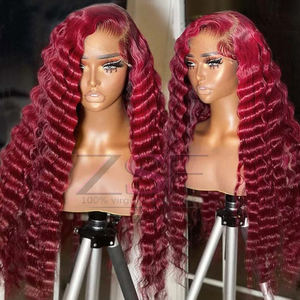 高密度越南原发13X6蕾丝假发深波浪卷发原发假发预拔发高清蕾丝前额无胶假发 - Product Image 4