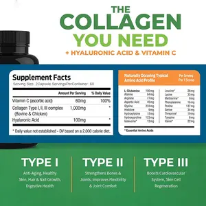 Sıcak satış kollajen kapsüller OEM desteklenen Anti-Aging hiyalüronik asit ile kollajen için kolajen peptid tozu doz - Product Image 6