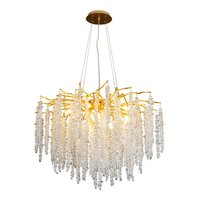 Lampe en cristal moderne en aluminium, lampe en verre en forme de glaçon, hôtel, maison, créative, luxe, branche, grand lustre pour salon