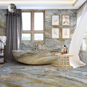Piedra de lujo para fondo de <span class=keywords><strong>Hotel</strong></span>, tocador de baño, decoración superior, blanco real, Brasil, Placa dorada de mármol - Product Image 4
