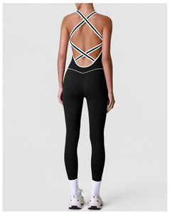 <span class=keywords><strong>Combinaison</strong></span> sans manches pour femme, col rond, une pièce, <span class=keywords><strong>combinaison</strong></span> sexy pour le yoga - Product Image 2
