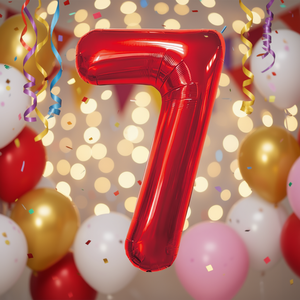 Ballon rouge numéro 7 Party Love 45 cm en aluminium métallisé pour les fêtes de remise des diplômes et les événements - Product Image 2
