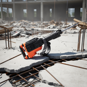 Marteau-piqueur de démolition électrique 3500W, briseur de béton robuste avec poignée pivotante, couleur orange, modèle D0100HAMRNG - Product Image 2