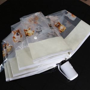 Petit parapluie créatif transparent semi-automatique à trois plis, populaire sur internet, pour étudiants et couples, idéal pour le soleil - Product Image 4