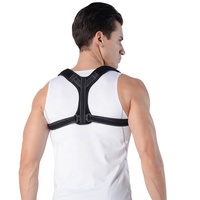 Correcteur de posture réglable et respirant noir pour le soutien du haut du dos, de la clavicule, du cou et des épaules