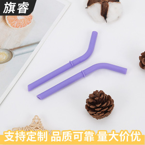 Silicone Folding <b>Straw</b> Purple Bendable <b>Reusable</b> Drinking <b>Straw</b> For Outdoor Use - Product Image 4