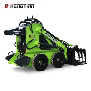 Cina hengtian di prezzi di fabbrica mini skid steer loader pala gommata con rampino secchio