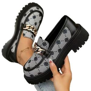 Zapatos de Mujer Estilo 2025, Mocasines Versátiles y Elegantes con Tacón Grueso, Zapatos de Cuero Pequeños Retro a la Moda, Cómodos - Product Image 1