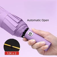Paraguas Plegable Automático de Alta Resistencia con 24 Varillas, Resistente al Viento, Anti-UV, con Logotipo Personalizado Impreso, Paraguas Promocional Publicitario