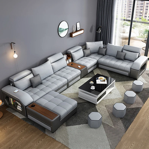 Muebles Modernos para el Hogar, Sofá de Salón con Almacenamiento, Estructura de Madera Maciza, Diseño de Líneas Rectas para Apartamentos y Residencias - Product Image 1