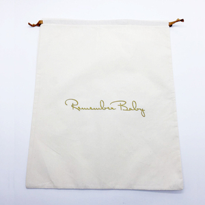 นำมาใช้ใหม่ผ้าฝ้ายธรรมชาติมินิมัสลิน Drawstring ถุงรองเท้าที่มีโลโก้ที่กำหนดเอง - Product Image 5