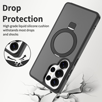 Funda de Lujo para Samsung S26 Ultra, Resistente a Impactos, Translúcida, con Acabado Mate, Sensación de Piel, Magnética, con Anillo de Soporte