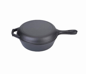 2 in1 forno olandese Pre-stagionato in ghisa <span class=keywords><strong>pentole</strong></span> e padelle antiaderenti Set fornello combinato barbecue da campeggio casseruola di cottura sana - Product Image 6