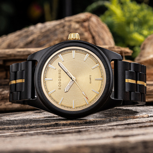 Fait à la main OEM tout en bois boîtier de montre classique conception de logo personnalisé pour montres en bois à quartz 44mm cadran 22mm accessoire de mode en gros - Product Image 2