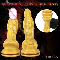 Vente en gros de dildo réaliste en silicone liquide, jouet sexuel pour femmes, en forme de Qilin, 100% étanche, 400g