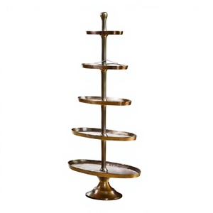 Support à gâteau Amson Brass AG-28004 en aluminium, écologique, 5 niveaux, avec poignée, option logo personnalisé, très vendu pour les mariages et les fêtes - Product Image 1